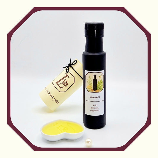 Mandel-Öl, kalt gepresst und mit Hand abgefüllt